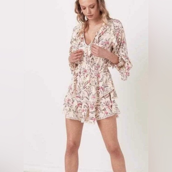 Spell Boho Floral Cream Mini Dress - Picture 6 of 13